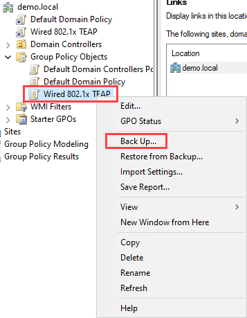Create Group Policy Object Backup