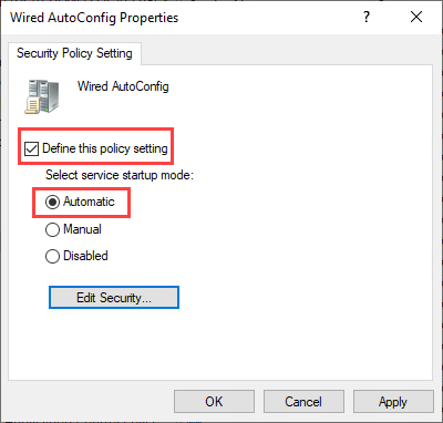 Wired AutoConfig Properties
